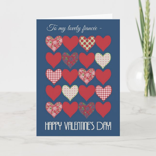 Valentine's Card for Fiancee, Hearts, Roses (Front)