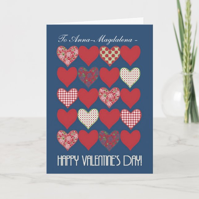 Valentine's Card to Personalise, Hearts, Roses (Front)