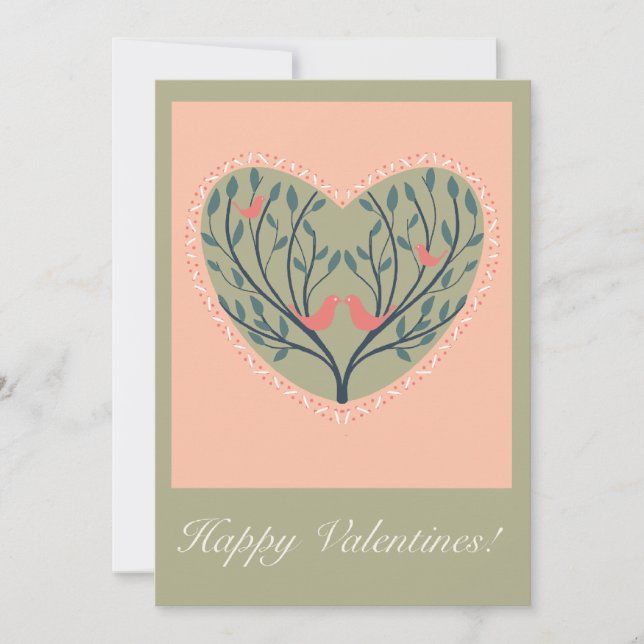 Valentines card with birds and tree design (Front)