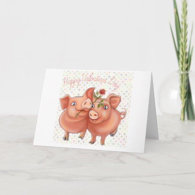 valentines card with funny pigs (Front)