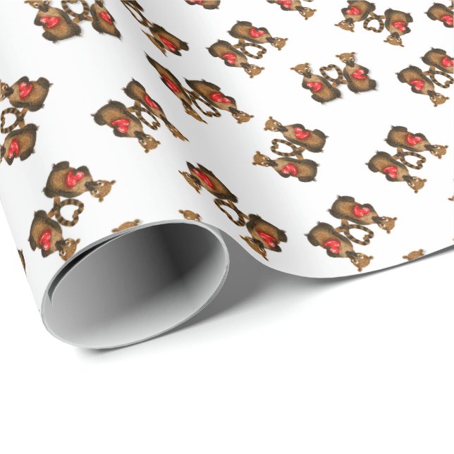 Valentine's Coati Pairs Wrapping Paper (Roll Corner)