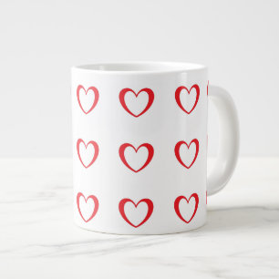 Valentine's Coffee Mug With Red Hearts Pattern 