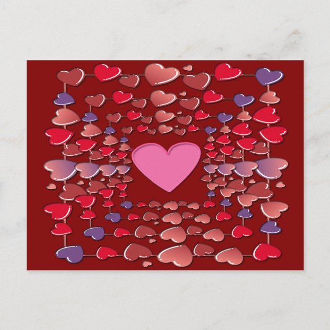 Valentines Colourful Candy Hearts Pattern Postcard (Front)