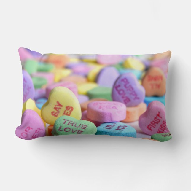 Valentine's Conversation Heart Candies Photo Lumbar Cushion (Front)