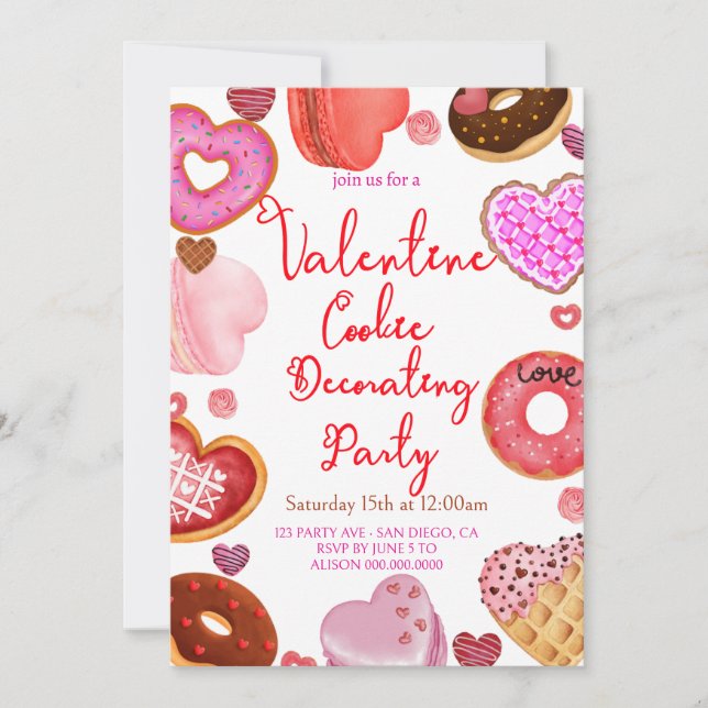 Valentines Cookie Decorating Party Invitation (Front)