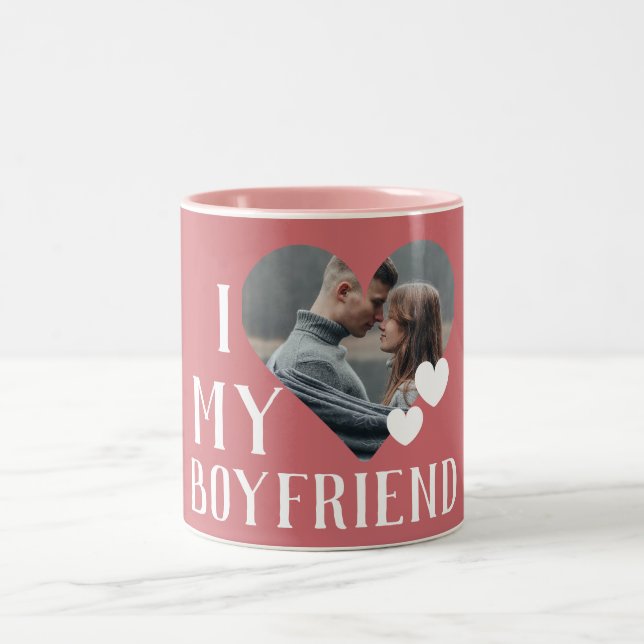 Valentines Couple Heart Custom Personalised Photo Two-Tone Coffee Mug (Center)