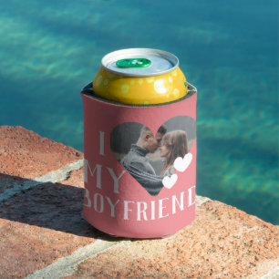Valentines Couple Heart Custom Personalized Photo Can Cooler