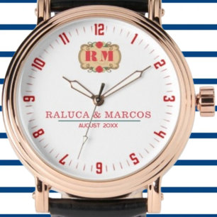 Valentines Couple names His and Her monogram Watch