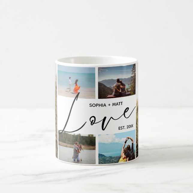 Valentines Couples Keepsake Photo Collage Coffee Mug (Center)