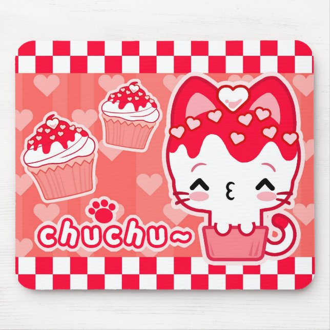 Valentine's Cupcake Kitty Mousepad (Front)