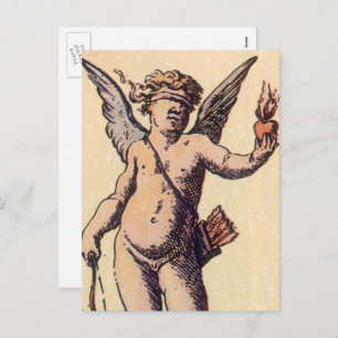 Valentines Cupid Blindfolded, Vintage Tarot Card