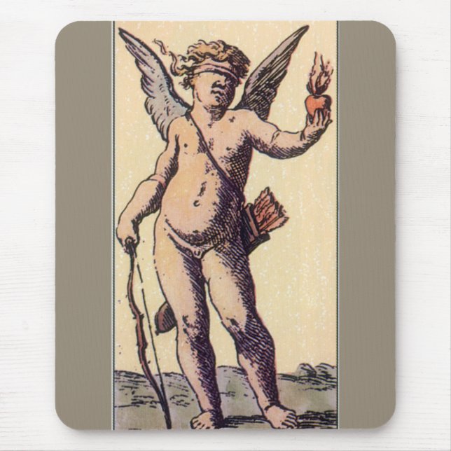Valentines Cupid Blindfolded, Vintage Tarot Card Mouse Pad (Front)