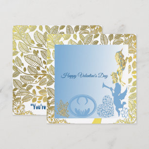 Valentines Cupid Blue Gold Foliage Border Romantic
