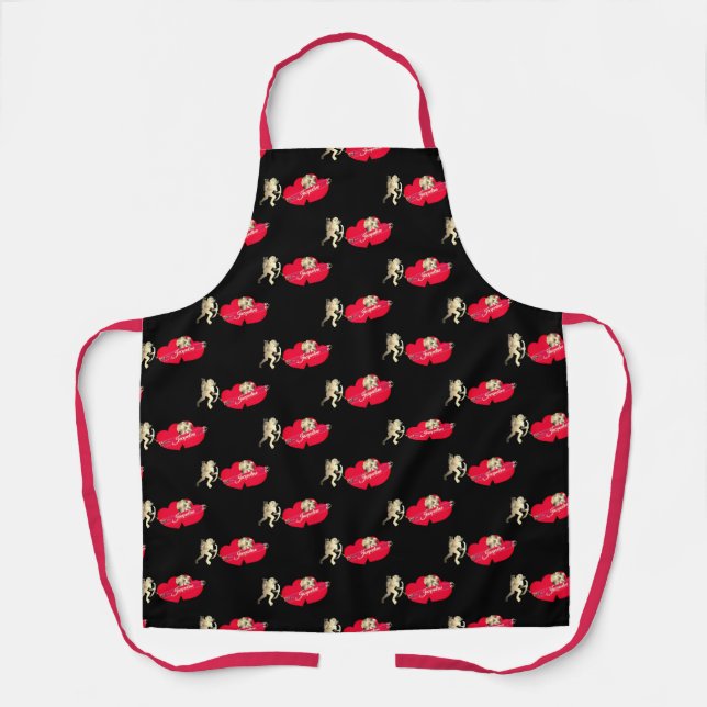 Valentine's Cupid w/Hearts All-Over Print Apron (Front)