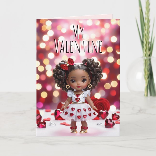 Valentines Cute Doll Valentines Card (Front)