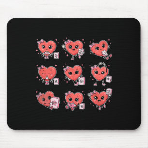 Valentines Cute Heart Mahjong Playing Chinese Tile Mouse Pad