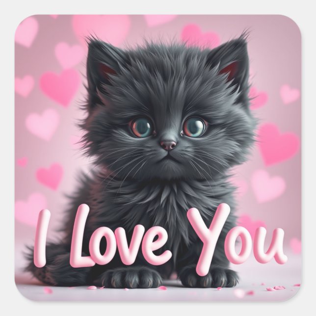 Valentines Cute Kitten  Stickers (Front)