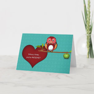 Valentine's Cute Owl on a Branch Card
