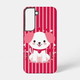 Valentines cute striped puppy dog samsung galaxy case