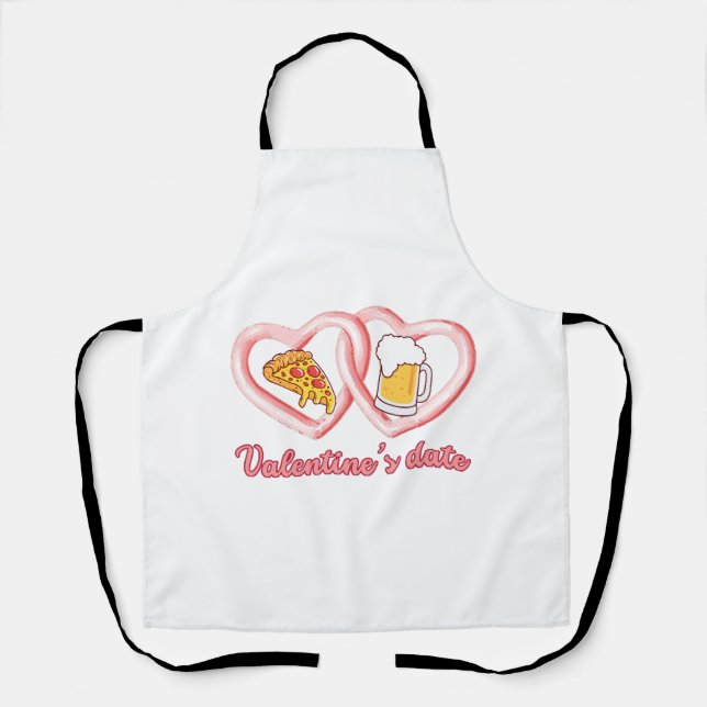 Valentine's Date Pizza Beer Apron (Front)