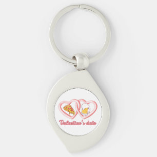 Valentine's Date Pizza Beer Key Ring