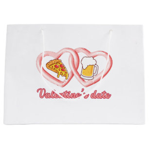Valentine's Date Pizza Beer Large Gift Bag