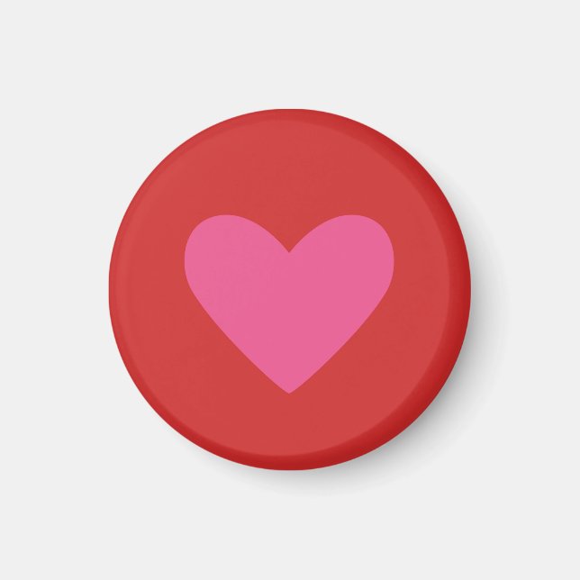 VALENTINE'S DAY 1¼ Inch Round HEART MAGNET - SMALL (Front)
