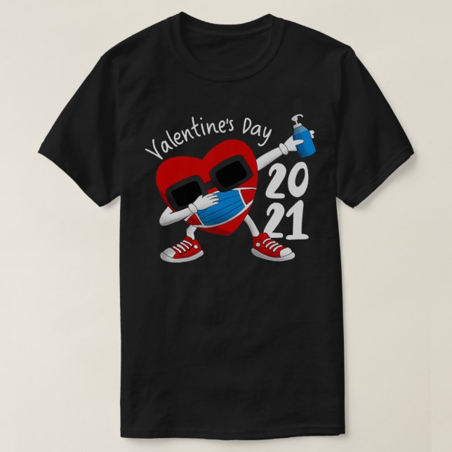 Valentines Day 2021 dabbing Heart with mask and sa T-Shirt (Design Front)