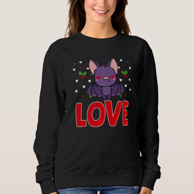 Valentines Day 2023 Love Bat Hearts Boys Girls Kid Sweatshirt (Front)