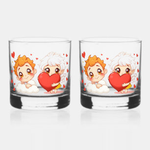 Valentine's Day 2025: Cute and Playful Angels 👼❤️ Whiskey Glass