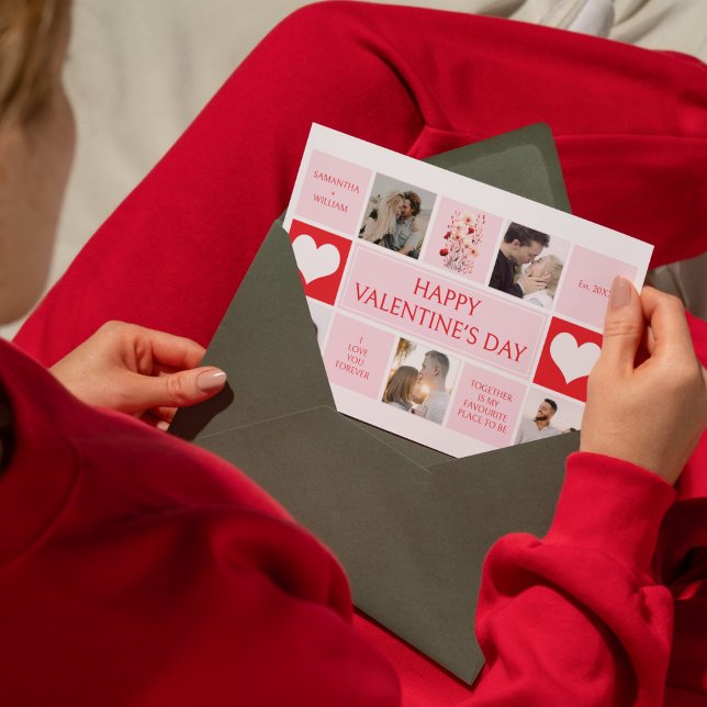 Valentine's Day 5 Photo Collage Flat Holiday Card (Creator Uploaded)