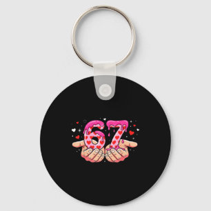 Valentine's Day 67 Hearts Six Seven Meme Love Cute Key Ring