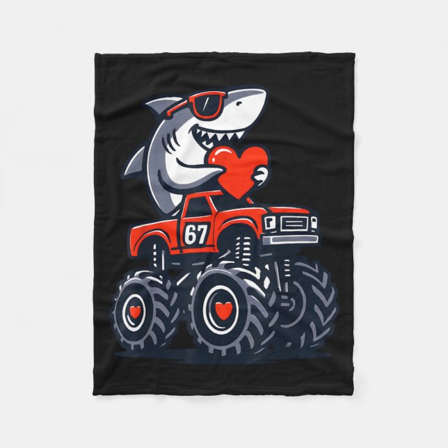 Valentine's Day 67 Meme Shark Design Fleece Blanket (Front)