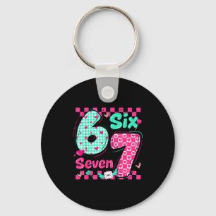 Valentines Day 6 7 Six Seven Preppy Hearts Couple  Key Ring