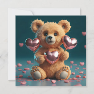 Valentine's Day a cute little bear Holiday Card