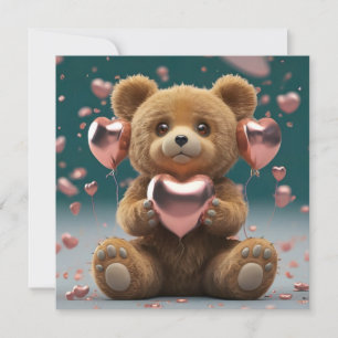 Valentine's Day a cute little bear Holiday Card