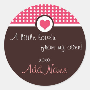 Valentine's Day "a little love'n from my oven" Classic Round Sticker