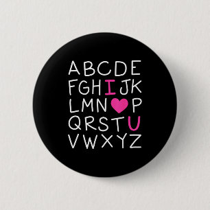 Valentines Day Abc I Love You Alphabet Teacher Gir 6 Cm Round Badge