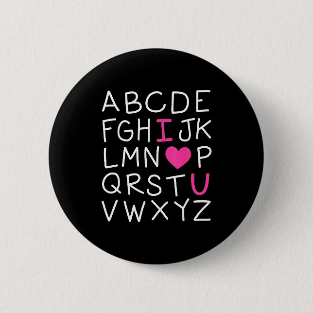 Valentines Day Abc I Love You Alphabet Teacher Gir 6 Cm Round Badge (Front)