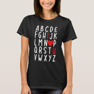 Valentine's Day ABC I Love You Heart Teacher Kids  T-Shirt