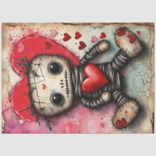Valentine's Day Adorable Voodoo Doll Decoupage  Tissue Paper