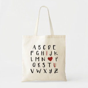 Valentines Day Alphabet Tote Bag