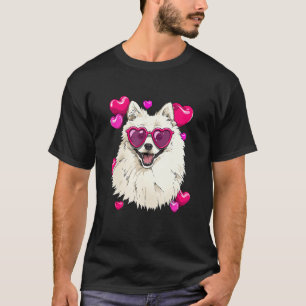 Valentines Day American Eskimo Heart Couples Puppy T-Shirt