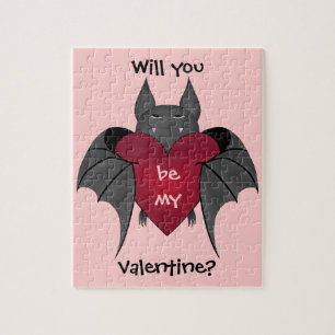 Valentines Day amorous bat love be mine Jigsaw Puzzle