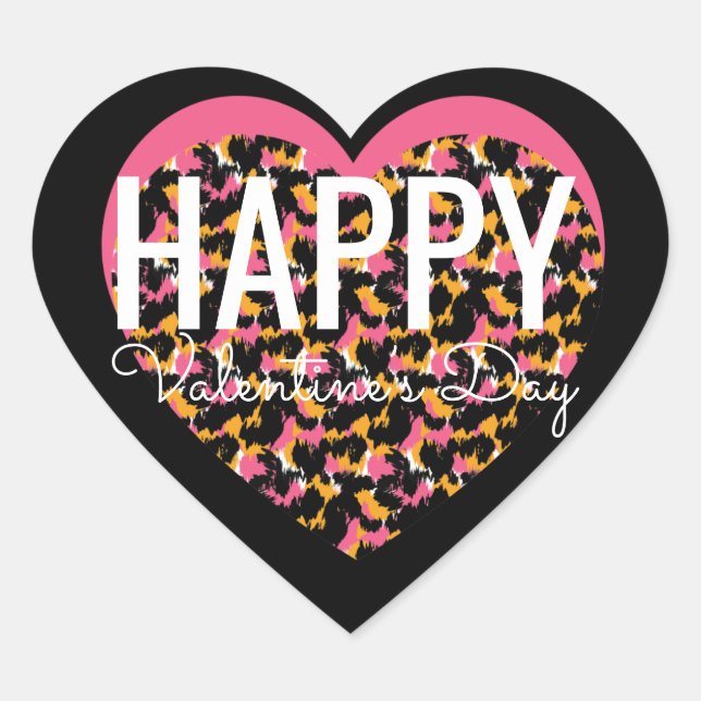 Valentines Day Animal Print Heart Sticker (Front)