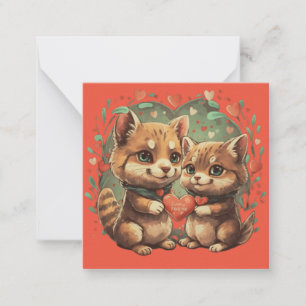 Valentines day animals in love card