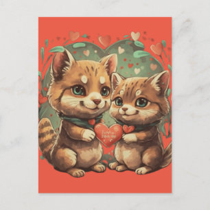 Valentines day animals in love postcard
