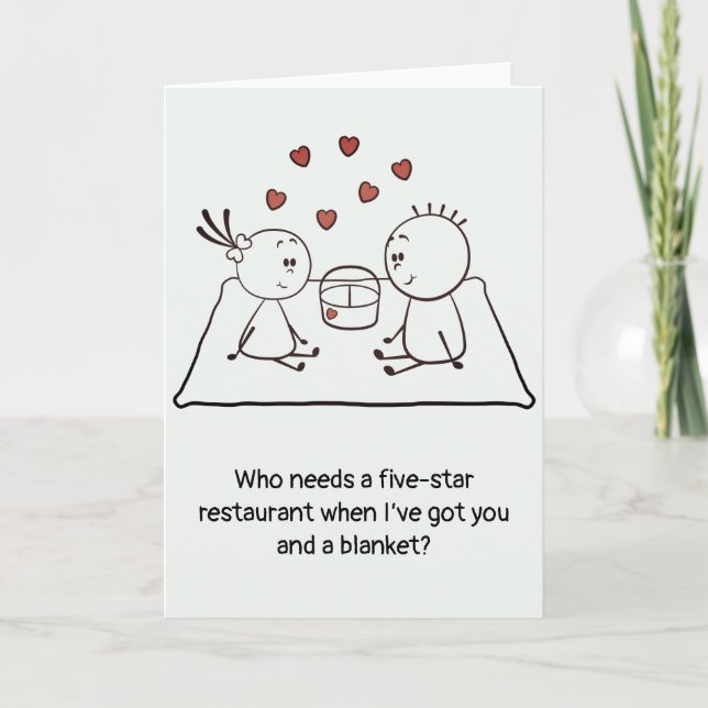 Valentine's Day Anniversary Cute Fun Doodle Folded Card (Front)