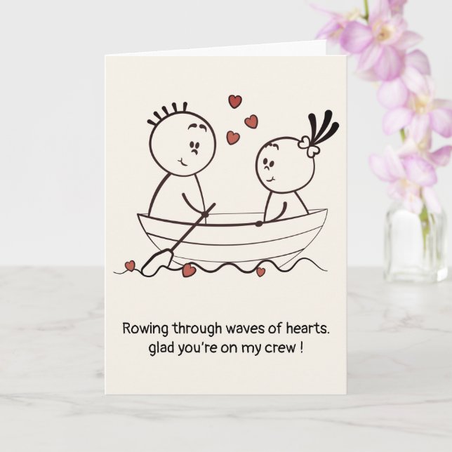 Valentine's Day Anniversary Cute Fun Doodle Folded Card (Orchid)