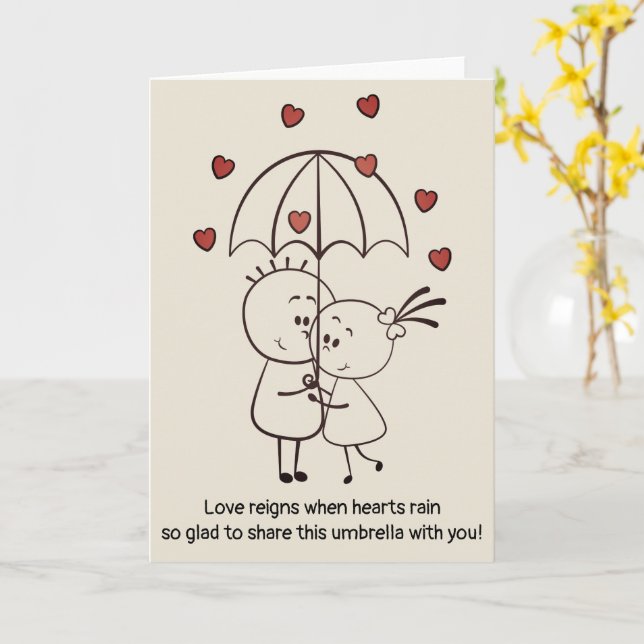 Valentine's Day Anniversary Cute Fun Doodle Folded Card (Yellow Flower)